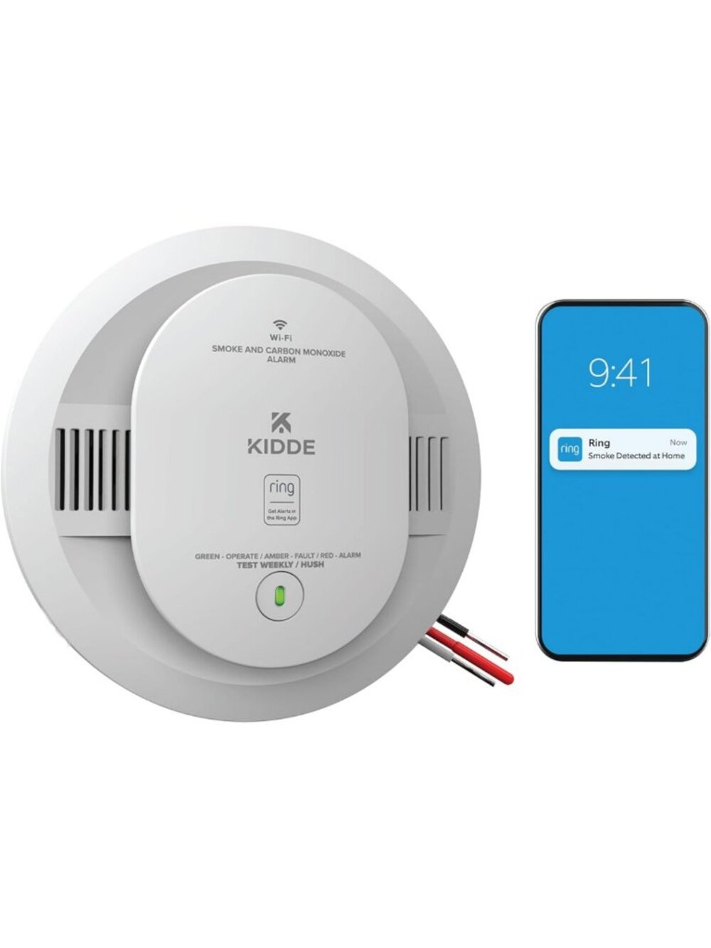 Smart Smoke & CO Detector with Ring, Hardwired & Battery Backup, Home Safety